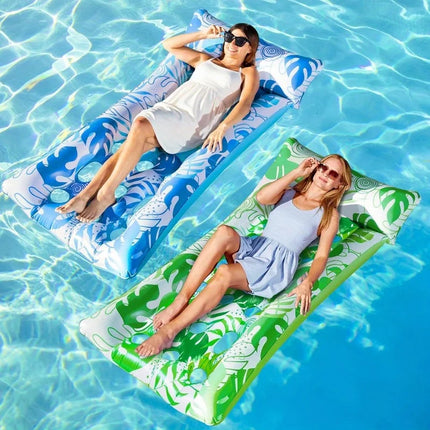 JOYFY 2Pack Adults Inflatable Pool Floats Mat with Headrest Sun Tanning Raft Lake Beach Swimming Pool Party Balloons Toys