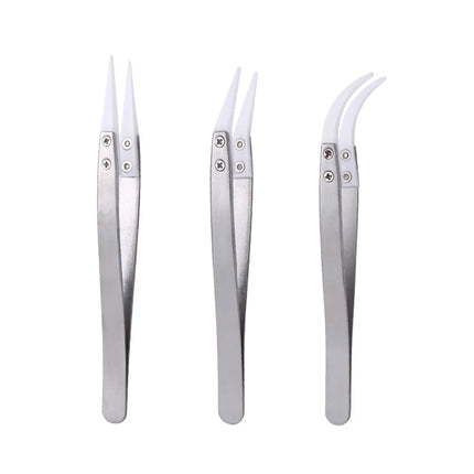 1200° Ceramic Tipped Stainless Steel Tweezers Tips Heat Pointed Resistant Tweezer Electronic Soldering Tweezers Fine Pointed Tip
