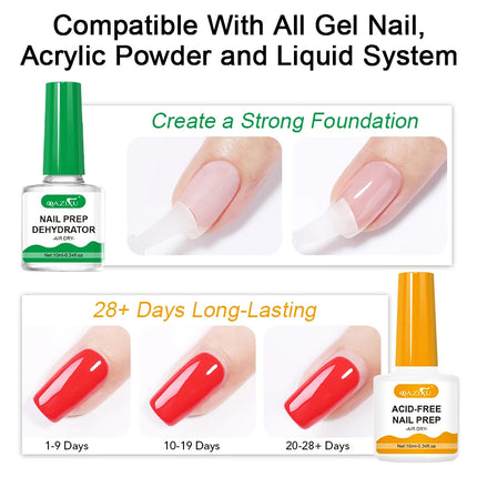 QAZIXU 10ml Nail-Primer Prep Dehydrator Gel Nail Polish Set No Need Of UV LED Lamp Base Coat Nail Art Varnish Manicure