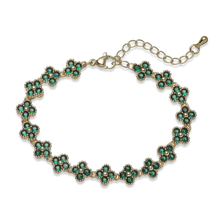 HECHENG, Colorful Flower CZ Stone Copper Metal Bracelet/Necklace with Lobster Clasp, Adjustable, Minimalist Romantic Jewelry