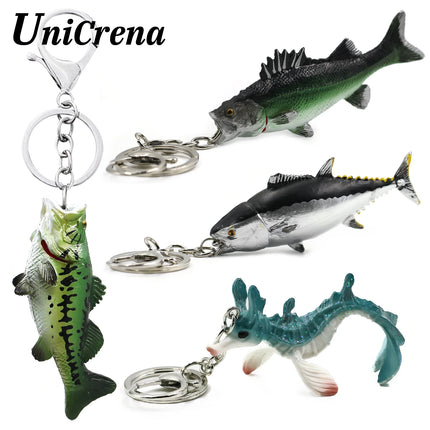 Fish Keychain Creative Handmade Fish Model Key Ring Trout/Snapper/Tuna/Salmon/Bass Keychain Fishing Themed Key Holder Accessory