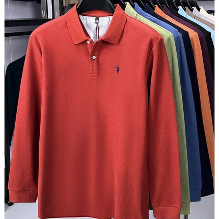 High-end brand 100% cotton long sleeve polo shirt, fashion luxury, pony embroidery, business casual comfort, new Paul men's T-shirt