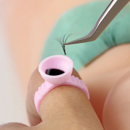 Wholesale 100Pcs Disposable Eyelash Glue Fan Cup Rings Holder Container Tattoo Pigment Eyelash Extension Tools Lash Supplies