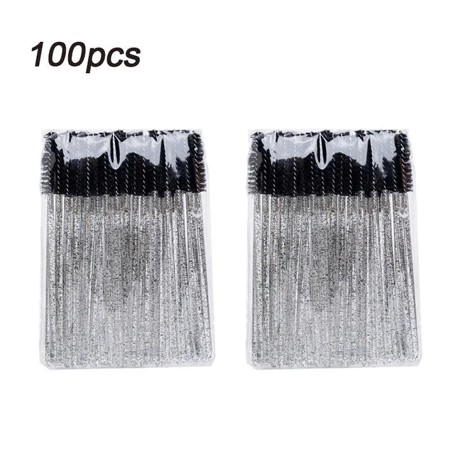 New 100pcs Eyelash Extensions Brush Microbrush for Eyelashes Spoolie Brushes Eyebrow Comb Brushes Makeup Cosmetic Tools HZS24