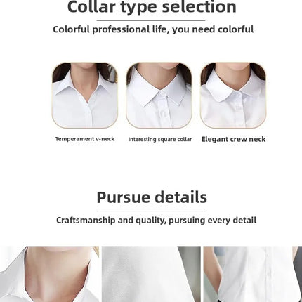 White Women's Shirt Short Sleeve Spring Summer New Work Uniform Formal Long Sleeve Black Blue Professional Clothing Female Blouse