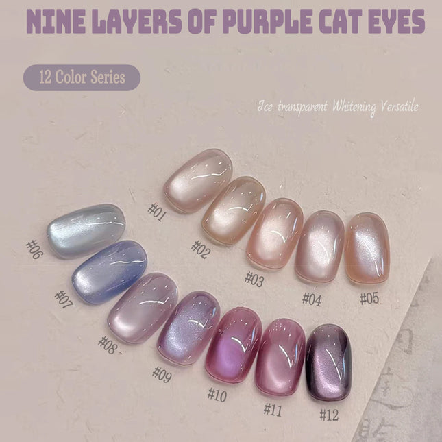 1-12pcs TC Popular Purple Cat Eye Nail Polish Gel Set UV Gel Soak Off Nail Magnetic Gel Polish Nail Art DlY For Salon At Home
