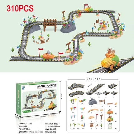Magnetic Tiles Road Car Boys Toys Building Blocks Electric Rail Car Construction Game STEM Activity Playset Montessori Kids Toys