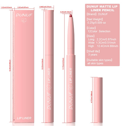12Color Waterproof Lip Liner Pencil Dark Red Brown Lipstick Pencil Lip Outline Nude Matte Lipstick Crayon Contouring Tint Makeup