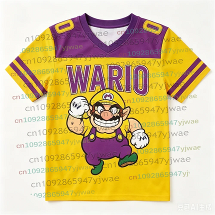 2026 Men Women Bros Yoshi Peach TShirt Summer Breathable Boy Girl V-neck Tee Oversize Short Sleeve Football Jersey For Fans Gift