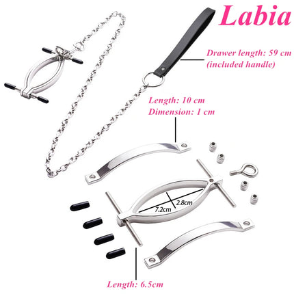 Labia Spreader Strap with Clamp Clip Onto Clitoris Spread Pussy Open Vagina Stimulator BDSM Bondage Nipple Sucker Sex Toys Slave