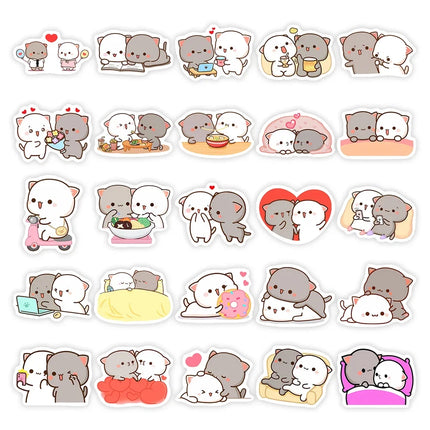 Cute Couple Cat Stickers Cartoon Kawaii DIY Gift Decal Doodles for Scrapbook Skateboard Luggage Phone Waterproof Stickers