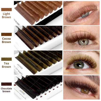 ABONNIE C CC D Curl Natural Brown Eyelashes Extensions Cashmere Soft Classic Dark Brown Lashes Extensions