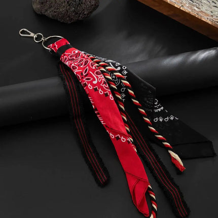 Salircon 2Styles New HipHop Ribbon Waist Pants Chain Trousers KeyChain Men Trend Handkerchief Charm Bag Pendant Keyring Jewelry