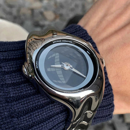 Y2K Digital Men's Watch Twisted Technology Dual-Display Vintage-Futuristic Style Timepiece Unique Metal Men's Quartz Wristwatch