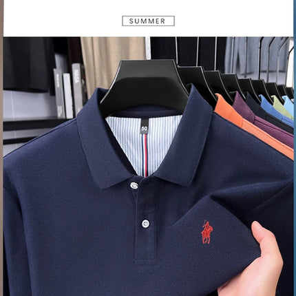 100% pure cotton luxury men's long-sleeve polo shirt designer brand Paul pony embroidery soft comfort spring autumn casual T-shirt