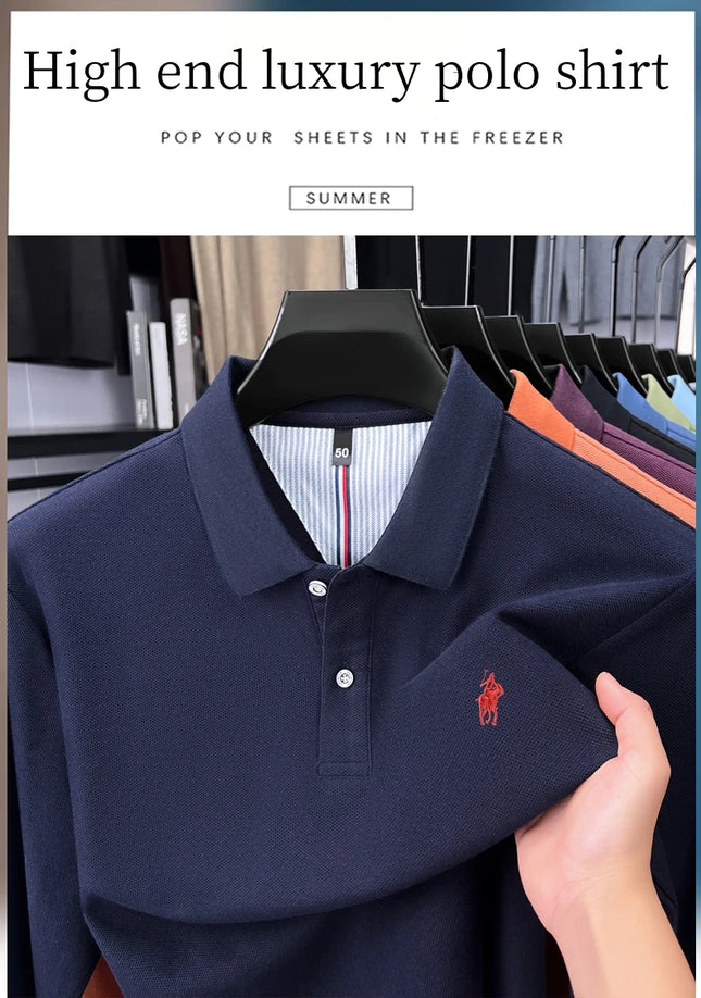 100% pure cotton luxury men long sleeve polo shirt designer brand Paul pony embroidery soft comfort spring autumn casual T-shirt