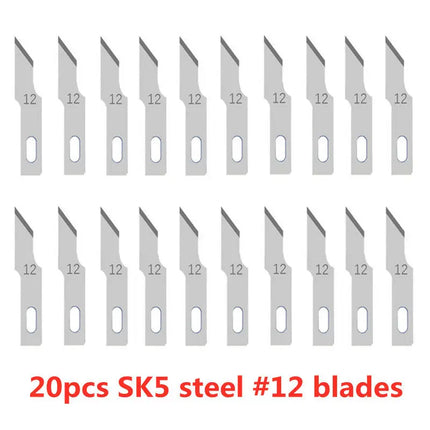 20pcs Wood Carving Blades Cutter Knifes Craft Carve Tool Sculpture Utility Engrave Metal Woodcarve PCB Repair DIY Blade