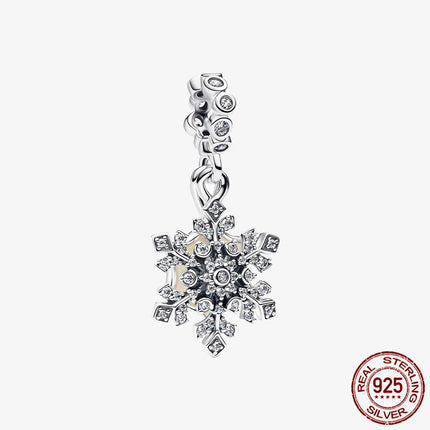 Key & Lock 925 Sterling Silver Pave Moon Heart Flower Dangle Charms Fit Original Bracelet Beads Jewelry DIY Gift plata de ley