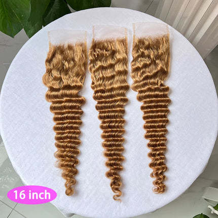 #27 Color Deep Wave 4x6 Inch Transparent Lace Closure 100% Human Hair Melt Skin Bleached Knots Invisible Lace Raw Hair For Women