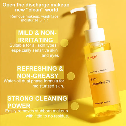 DUNUF 100ML Cleansing Oil Plant Extract Deep Cleans Facial Pores Moisturizing Reduces Blackheads Face Skin Care Makeup Remover