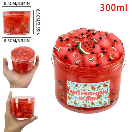 70/300ml Large Crunchy Crystal Slime Kit - Leaf Watermelon Grape Premade Slime Pack Set Non-Sticky Jelly Cube Slime for Party