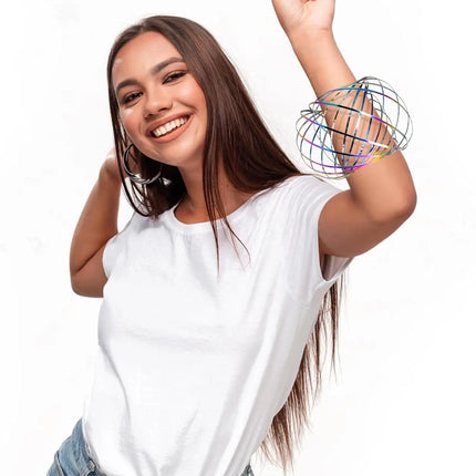 Spinner Ring Arm Magic Kinetic Spring 3D Bracelet Spring Fidget Ring Rainbow Interactive Spring Toy Gift for Adult Stress Relief