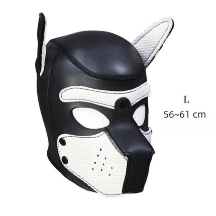 BDSM Leather Bondage Restraints Straps with Luxe Puppy Cosplay Dog Mask Hood for Fetish Slave Binding Erotic Costume