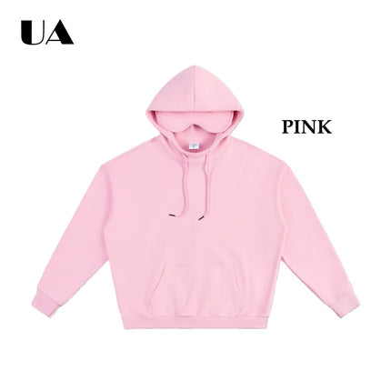 ULBYANRY 2026 Spring New Plush Hoodies with Eye Mask Trendy Hooded Sweathshirt Warm Cozy Commuting Unisex Loose Fit Sweatshirt