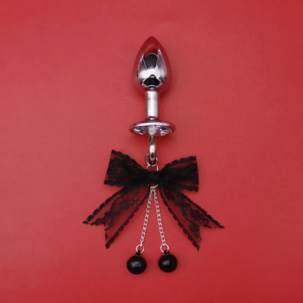 1 Pair Metal Bells Nipple Clamps with Lace Bowknot Adult Flirting Toys SM Games Toys Metal Anal Plug Bondage Women Breast Clamp