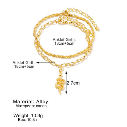 Bohemia Gold Color Snake Ankle Bracelet Set For Women Butterfly Key Lock Charm Multiple Styles Anklet Chain On Leg Boho Jewelry