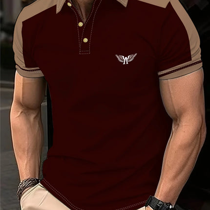 Printed Casual Short Sleeved Shirt, Casual Short Sleeved T-shirt, Men's Wing Bird Shirt, 3D Digital Printed Classic Collar