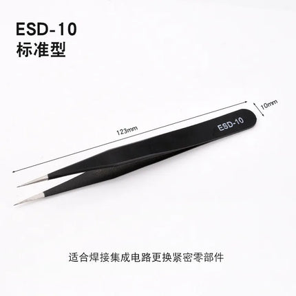 Anti Static Safety Esd Stainless Steel Precision Curved Tweezers  Electronic Laboratory Jewelry Crafts Maintenance Tools