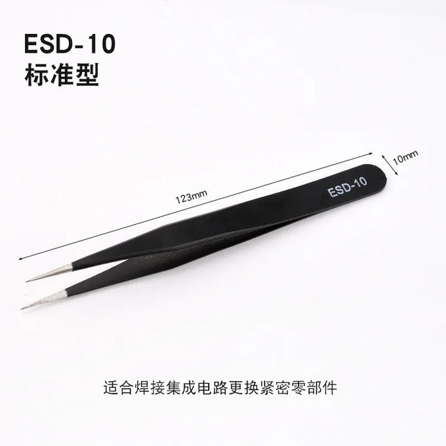 Anti Static Safety Esd Stainless Steel Precision Curved Tweezers  Electronic Laboratory Jewelry Crafts Maintenance Tools