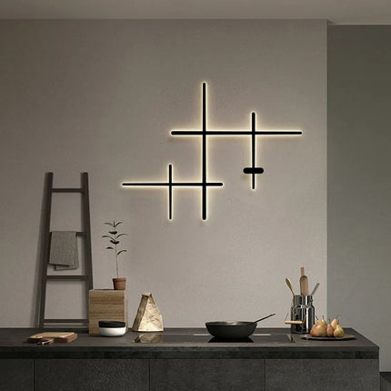 Modern Minimalist Black Line Long Wall Lamp Living Room Background Dining Bedroom Aisle Interior Decor LED Designer Wall Light