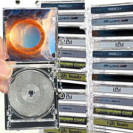 1/50pcs Clear Peripheral Commemorative Album Blank Mini CD Case Pendant For DIY Keychains Backpack Hanging Decoration Keyrings