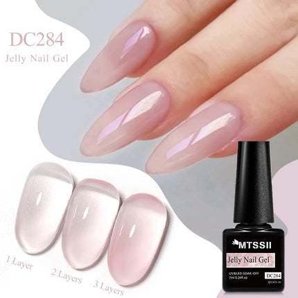 Jelly Gel Nail Polish Sheer Translucent Semi Permanent Soak Off UV Gel Varnish For Summer Nails Manicure Nail Supplies DIY Decor