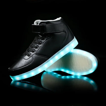 Wholesale LED Light-Up Shoes Plus Size High-Top Charging Colorful Night Fluorescent Couple Board Shoes From China Mainland