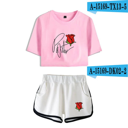 Youthful Payton Moormeier T-shirts shorts Pants Dew navel Sport Girls Short Sleeve Suits Sexy Girls Summer Two Pieces sets