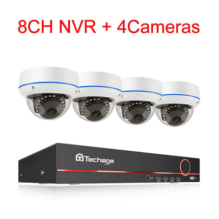 Techage H.265 5MP 8CH POE Camera System One-way Audio Vandalproof Camera Metal Indoor CCTV Video Security Surveillance Kit P2P