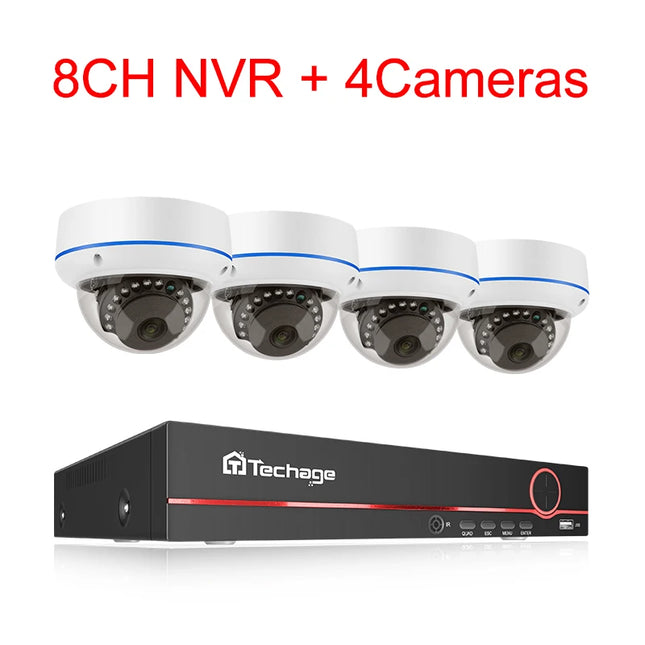 Techage H.265 5MP 8CH POE Camera System One-way Audio Vandalproof Camera Metal Indoor CCTV Video Security Surveillance Kit P2P
