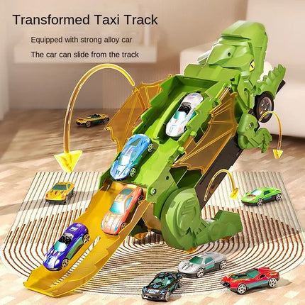 New Dinosaur Devouring Car Attack Tyrannosaurus Rex Devouring Transformation Toy Puzzle Children's Storage Inertial Sliding Car