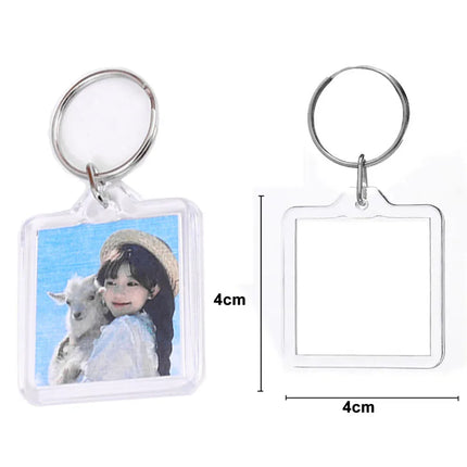 1/50Pcs DIY Transparent Acrylic Keychains Blank Photo Frame Insert Photo Split Key Pendant Key Holder Couple Anniversary Gifts