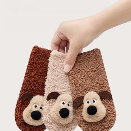 Thick Baby Socks For Autumn And Winter Newborn A-class Floor Socks Anti Slip Cartoon 3D Dog Warm Toddler Socks For Kids 0-3 Y