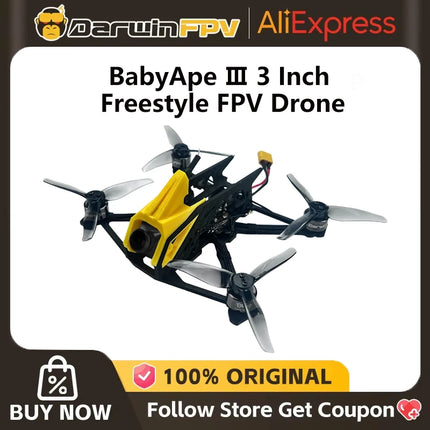 DarwinFPV 2025 NEW BabyApe Ⅲ Analog BNF 3 Inch Freestyle FPV Drone Bling 1104-5000KV Motor  F411 15A ELRS AIO