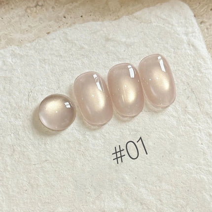 10ML 1-8PCS 2026 New Nude Pink Glass Bead Gel Nail Polish Gold Light Magnet Nude Cat Eye Gel Polish Cute Nails Nail Supplies