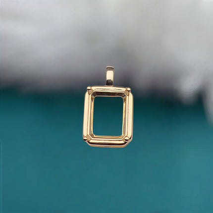 L S925 Sterling Silver DIY Empty Pendant Holder Setting 6*8/7*9/8*10mm Square Stone Fine Simple Design Charm Jewelry for Woman