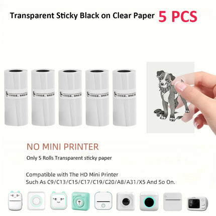 Thermal Mini Printer, Portable Inkless Sticker Maker,Bluetooth Free Cut Small Pocket Printer for Children DIY 57mm Photo Print