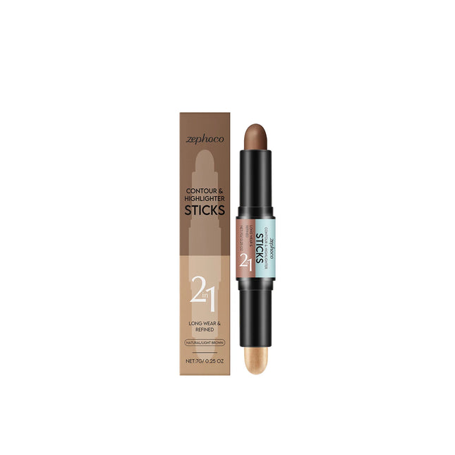 Dual-Ended Contour Stick Highlighter Easy Blend Travel-Friendly Long-Lasting Natural Finish Lightweight Oil Coverage