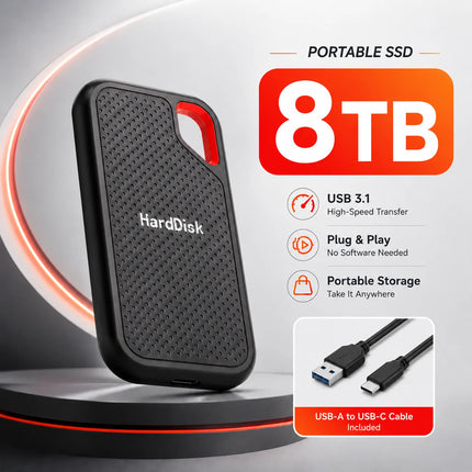 Compact 1TB External SSD Hard Drive Portable USB 3.0 Fast Data Transfer for Laptop/Mac