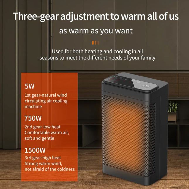 Portable Electric PTC Fan Heater for Bathroom Living Room, Fixed Constant Temperature, Oscillating Head, Remote Control, Home Warmer Machine